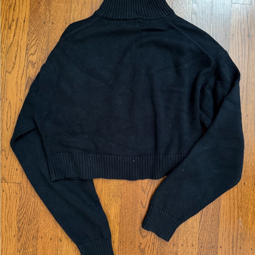 Sunday Best Black Cropped Turtleneck Cotton Sweater